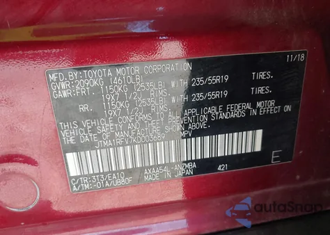 2019 Toyota Rav4 Xle Premium from USA, damaged, VIN JTMA1RFV7KD003689